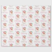 Retro Roze Kerstman gepersonaliseerd Cadeaupapier (Vlak)