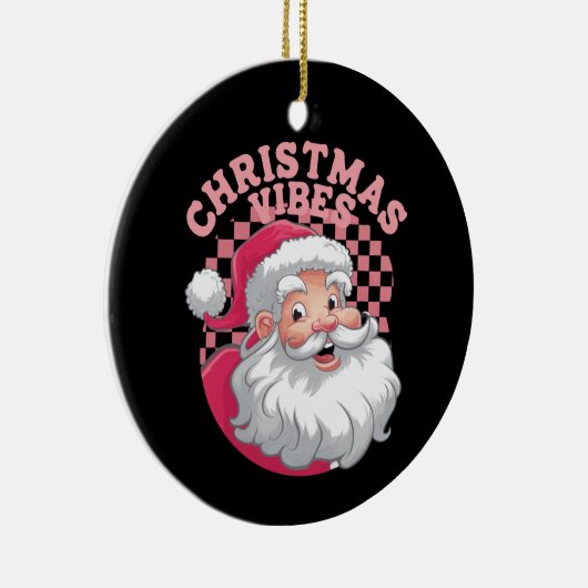  Retro Roze Kerstman Keramisch Ornament (Rechts)