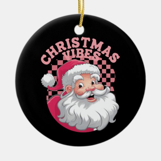  Retro Roze Kerstman Keramisch Ornament (Voorkant)