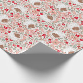 Retro Roze Kerstman Kerstmis Bloemen Cadeaupapier (Hoek)