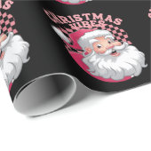 Retro Roze Kerstman Kerstmis Cadeaupapier (Rol Hoek)