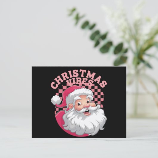 Retro Roze Kerstman Kerstmis Feestdagenkaart (Staand voorkant)