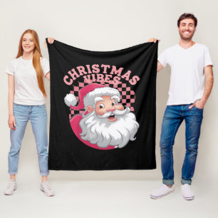 Retro Roze Kerstman Kerstmis Fleece Deken