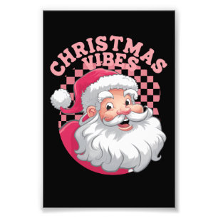 Retro Roze Kerstman Kerstmis Foto Afdruk