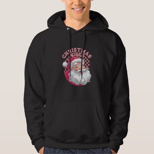 Retro Roze Kerstman Kerstmis Hoodie (Voorkant)