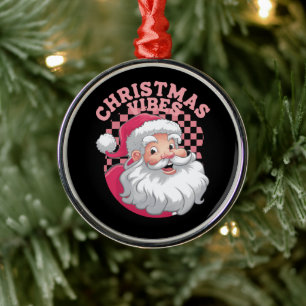 Retro Roze Kerstman Kerstmis Metalen Ornament