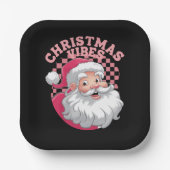 Retro Roze Kerstman Kerstmis Papieren Bordje (Voorkant)