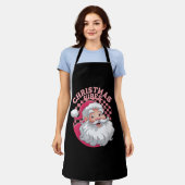Retro Roze Kerstman Kerstmis Schort (Gedragen)