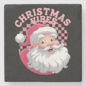Retro Roze Kerstman Kerstmis Stenen Onderzetter (Voorkant)