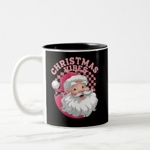 Retro Roze Kerstman Kerstmis Tweekleurige Koffiemok