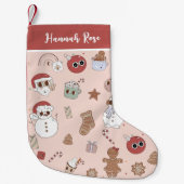 Retro Roze Kerstman Kous Kleine Kerstsok (Voorkant)