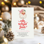 Retro Roze Kerstman oh wat een leuke verjaardag Kaart