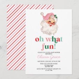 Retro Roze Kerstman oh wat leuk Baby shower Kaart