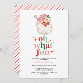 Retro Roze Kerstman oh wat leuk Baby shower Kaart