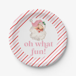 Retro Roze Kerstman Oh Wat Leuk Papieren Bordje