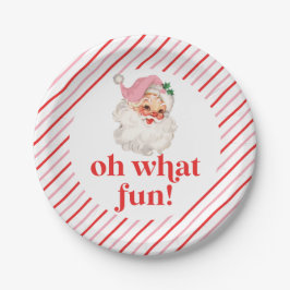 Retro Roze Kerstman Oh Wat Leuk Papieren Bordje