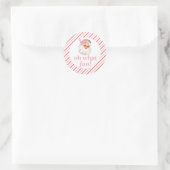 Retro Roze Kerstman Oh Wat Leuk Ronde Sticker (Tas)