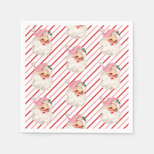 Retro Roze Kerstman Oh Wat Leuk Servet (Voorkant)