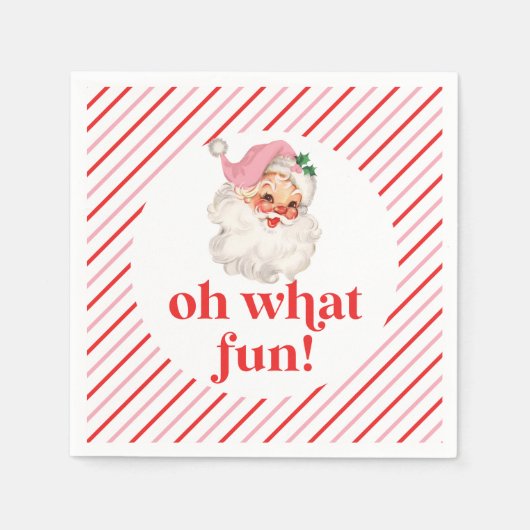 Retro Roze Kerstman Oh Wat Leuk Servet (Voorkant)