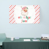 Retro Roze Kerstman Oh Wat Leuk Spandoek (Beurs)