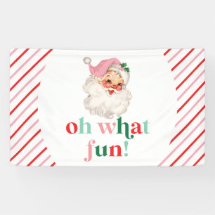 Retro Roze Kerstman Oh Wat Leuk Spandoek