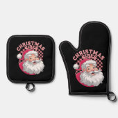  Retro Roze Kerstman Ovenwant & Pannenlap Set (Voorkant)