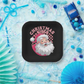 Retro Roze Kerstman Papieren Bordje (Feest)