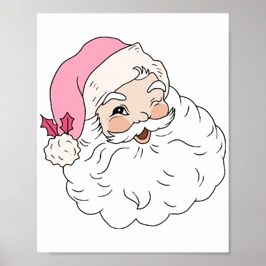 Retro roze kerstman poster (Voorkant)