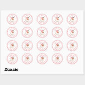Retro roze kerstman retro adreslabel ronde sticker (Vel)