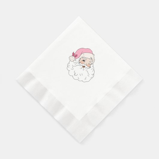 Retro  roze kerstman servet (Hoek)