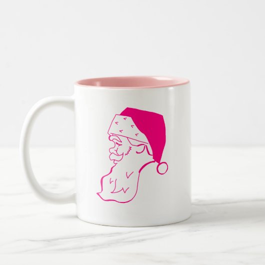 Retro Roze Kerstman Tweekleurige Koffiemok (Links)