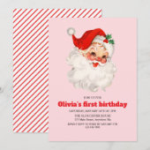 Retro Roze Kerstman verjaardag Kaart (Voorkant / Achterkant)