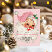 Retro Roze Kerstman verjaardag Kaart