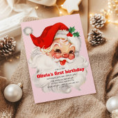Retro Roze Kerstman verjaardag Kaart