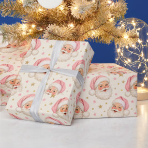 Retro Roze Kerstman Whimsical Kerstmis Cadeaupapier