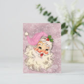 Retro Roze kerstmis Briefkaart (Staand voorkant)