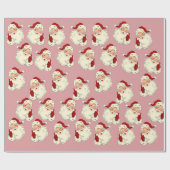 Retro Roze kerstmis Cadeaupapier (Vlak)