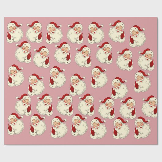 Retro Roze kerstmis Cadeaupapier (Vlak)