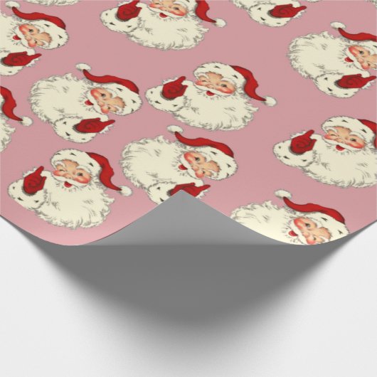 Retro Roze kerstmis Cadeaupapier (Hoek)