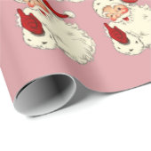 Retro Roze kerstmis Cadeaupapier (Rol Hoek)