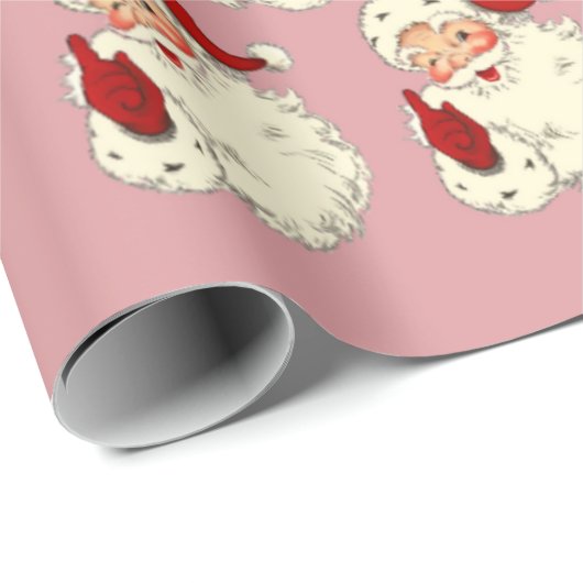 Retro Roze kerstmis Cadeaupapier (Rol Hoek)