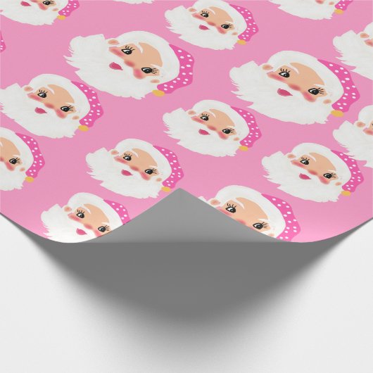 Retro Roze kerstmis Cadeaupapier (Hoek)