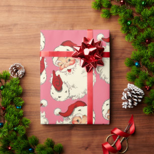 Retro Roze kerstmis Cadeaupapier