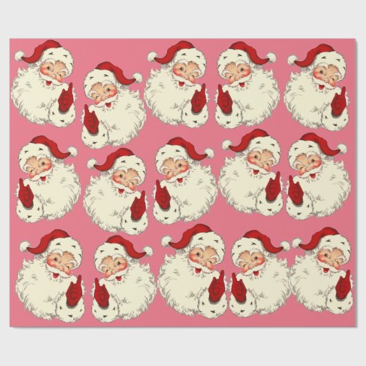 Retro Roze kerstmis Cadeaupapier (Vlak)