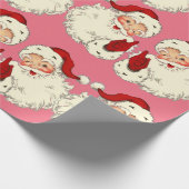 Retro Roze kerstmis Cadeaupapier (Hoek)