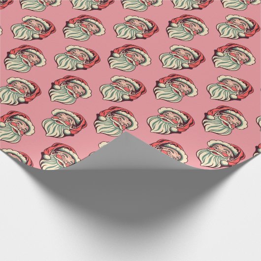 Retro Roze kerstmis Cadeaupapier (Hoek)