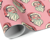 Retro Roze kerstmis Cadeaupapier (Rol Hoek)