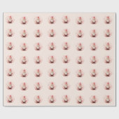 Retro Roze kerstmis Cadeaupapier (Vlak)