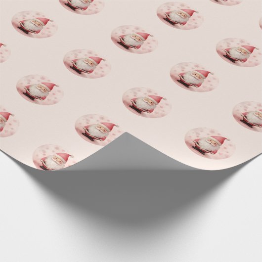 Retro Roze kerstmis Cadeaupapier (Hoek)