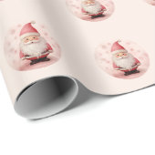 Retro Roze kerstmis Cadeaupapier (Rol Hoek)